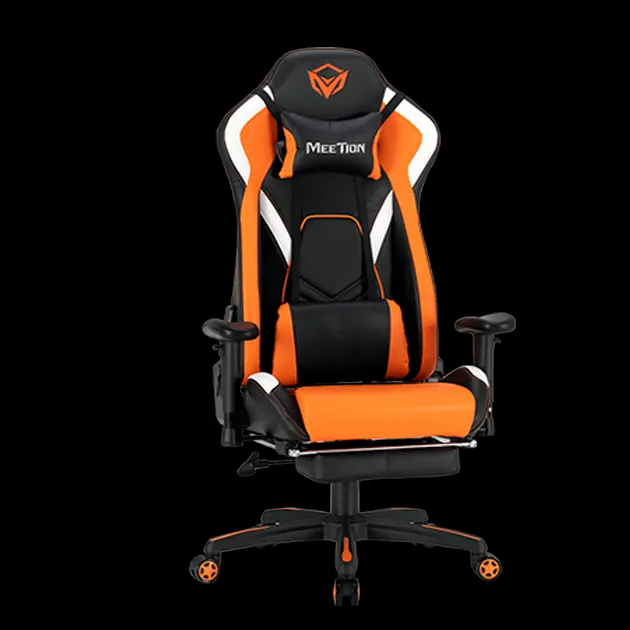 Chaise Gaming Ergonomique – Cuir Suédé Noir, Repose-pieds, Inclinable – NEUVE