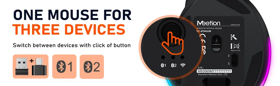 Meetion - Right-Handed Ergonomic Wireless Mouse BTM010R - black 10 Right-Handed Ergonomic Wireless Mouse 11
