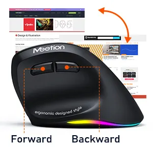 Meetion - Right-Handed Ergonomic Wireless Mouse BTM010R - black 3 Right-Handed Ergonomic Wireless Mouse 4