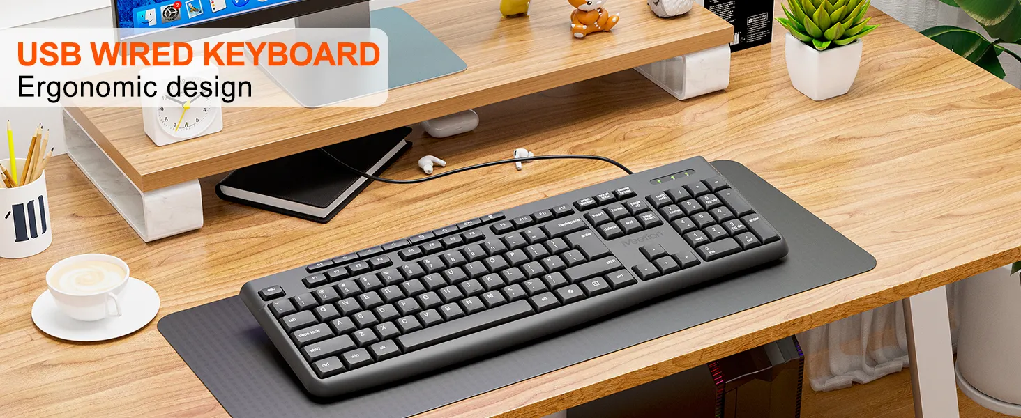 K295 Zero Noise, Durable Wired Office Keyboard