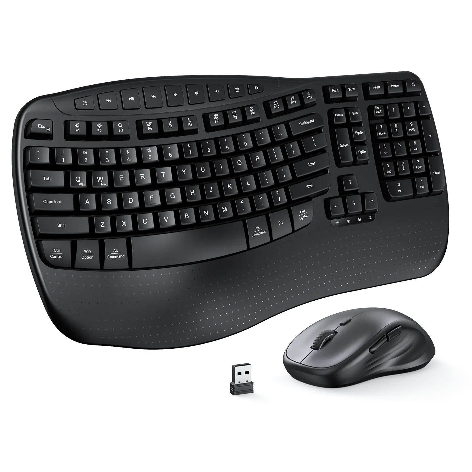 Ergonomic Wireless Wave Keys Keyboard and Mouse Combo 1